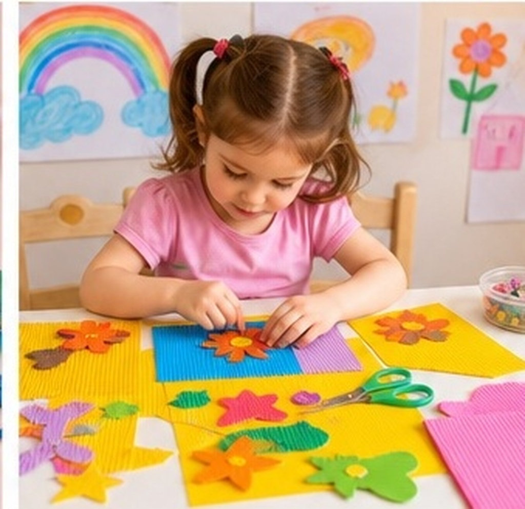 Art Craft With Paper - 40 pezzi di cartoncino ondulato multicolore,